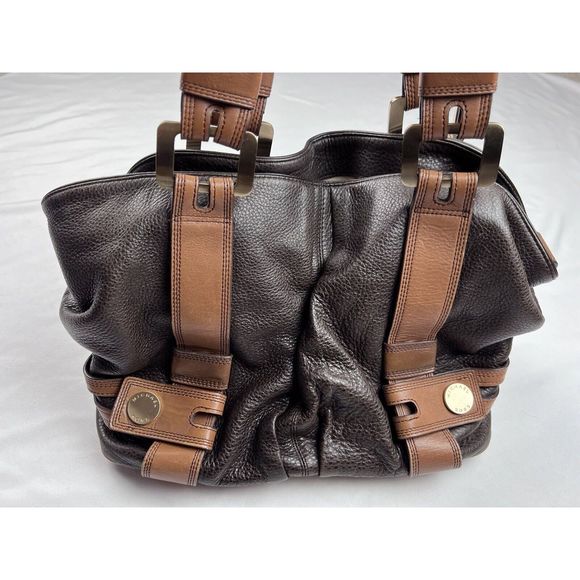 Michael by Michael Kors Brown Pebbled Leather Gold Tone Shoulder Bag Large Purse - Picture 3 of 16